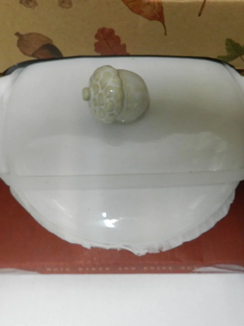 Rae Dunn NEW Happy Harvest Brie Baker and Spreader Thanksgiving 13.5 oz Lid NIB